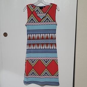 Tribal pattern dress sleeveless above knee
